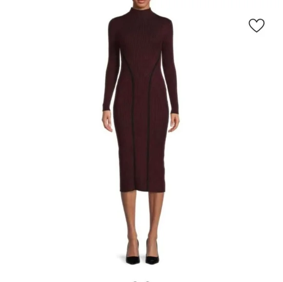 Berry Colored Ribbed Bodycon Dress - Picture 1 of 5